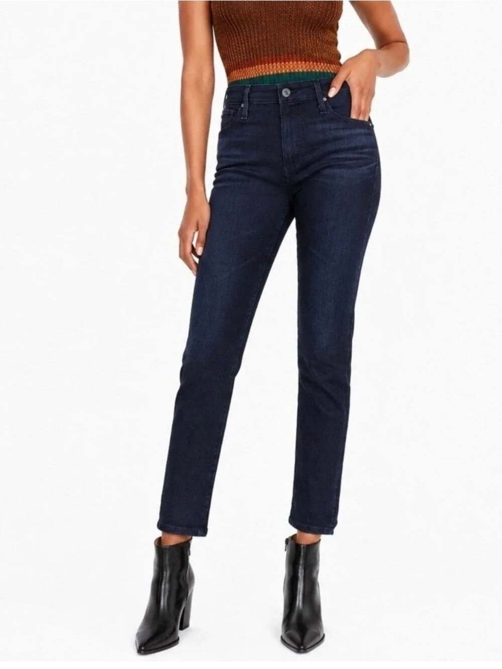 AG Adriano Goldschmied Women’s High Rise Stevie Ankle Jeans Sz 29/30R Dark Wash
